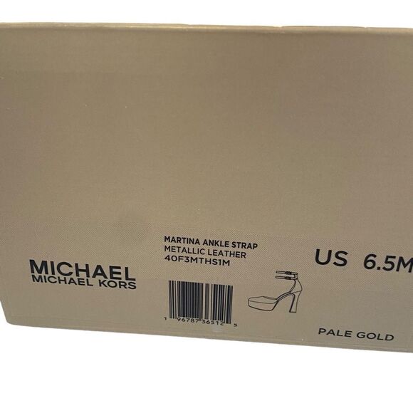 Michael Kors Sexy Gold Tone Round Toe Dual Ankle Strap Stilettos in Size 6.5 - Picture 8 of 9